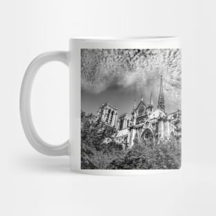 Notre Dame de Paris, Through The Trees Black And White Mug